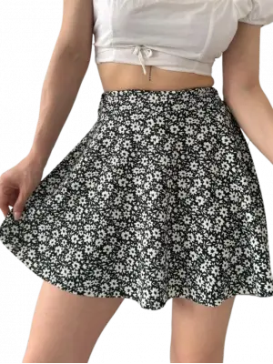 Desenli Krinkıl  Etek -GRİ