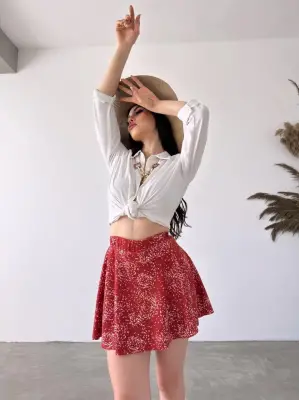 Omarı Desenli Krinkıl Etek - Sezonun Trendi!