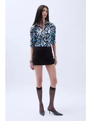 Desenli Saten Gömlek