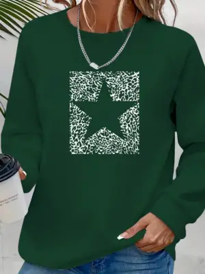 Omarı Desenli Viskon Uzun Kollu Kadın Bluzu