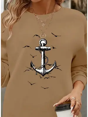 Omarı Şık Desenli Kadın Uzun Kollu Viskon Bluz