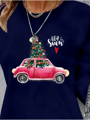 Omarı Şık Desenli Uzun Kollu Kadın Elbisesi