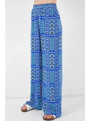 Desenli Viskon Pantolon 6749 - Saks