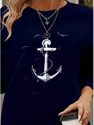 Omarı Desenli Kadın Uzun Kollu Viskon Bluz