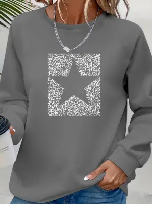 Omarı Desenli Kadın Uzun Kollu Viskon Bluz