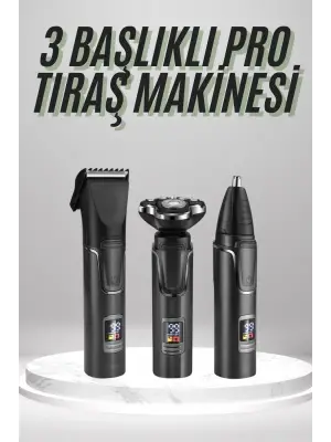 Dijital Göstergeli 3 Başlıklı Tıraş Makinesi Islak Kuru Lazer Öncesi Günlük