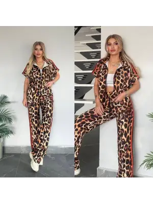 Omarı Dalgıç Kumaş Leopar Desenli Takım
