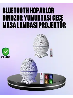 Dinozor Yumurtası Galaksi Projektör Gece Lambası 4ü 1 Arada – Bluetooth Hoparlörlü