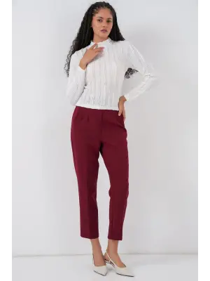 Dokulu Esnek Örme Bluz 975 - Beyaz