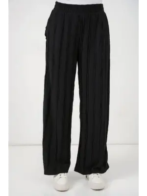 Dokulu Esnek Örme Pantolon 30077 - Siyah