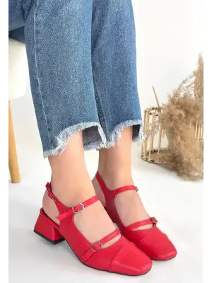 Kırmızı Cilt Topuklu Ayakkabı