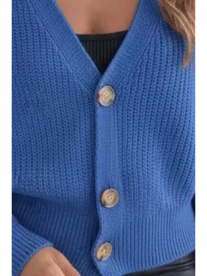 Düğme Detay Triko Bluz