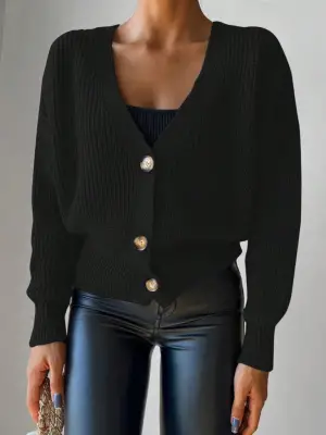 Düğme Detay Triko Bluz