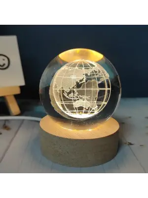 Dünya Küresi Tasarımlı Dekoratif Işıklı Cam