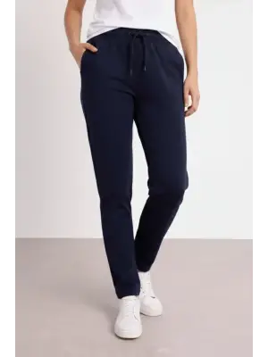 Düz Paça Beli Lastikli İpli Günlük Spor Eşofman Altı Rahat Fit - Lacivert