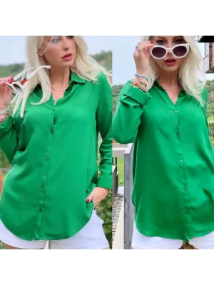 Omarı Yumuşak Dokulu Viskon Kumaş Gömlek