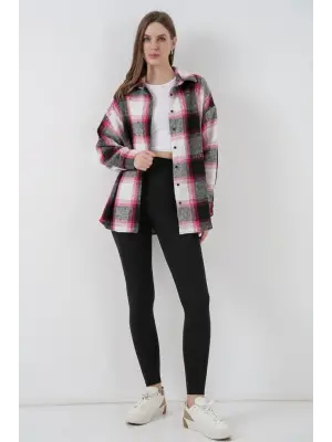 Ekose Desen Oversize Oduncu Gömlek 3854 Kiremit