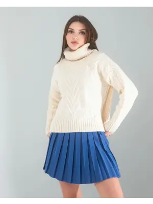 Modern Saç Örgü Triko Kazak