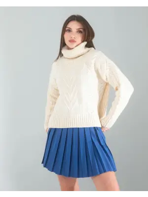 Omarı Şık Ekru Örgü Triko Kazak