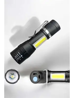 El Feneri Led Usb Şarjlı Zoom Mini Led Işık Acil Durum Feneri