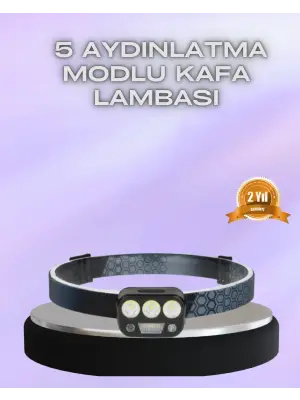 El Hareket Sensörlü Led Kafa Feneri 5 Mod Ayarlanabilir