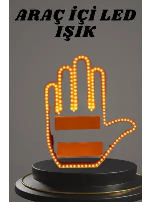 El Orta Parmak Led Kumandalı Araç İçi Reflektör Arka Cam El Simgesi