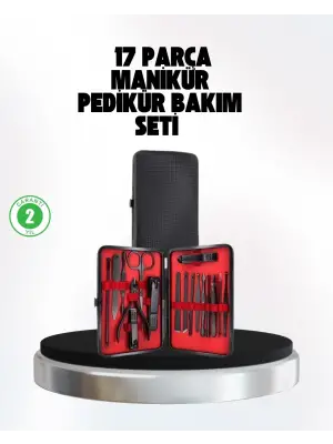 El Ve Ayak Bakım Seti 17 Parça Taşınabilir Deri Çantalı Manikür Seti