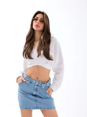 Omarı Denim Etek - Modern Mavi Tonu