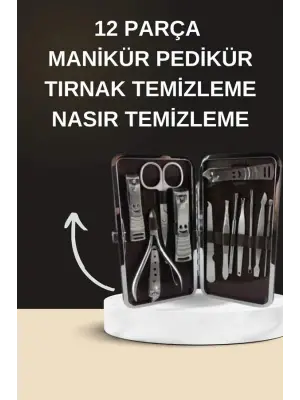 Elektrikli Manikür Pedikür Seti İkili Set 12 Parça Tırnak Bakımı Törpü Protez Çıkarma