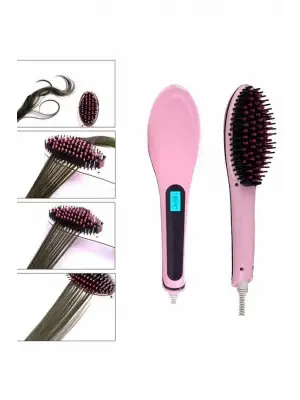 Elektrikli Saç Düzleştirici Tarak Saç Düzleştirici Fırça Sıkı Dişli Pembe