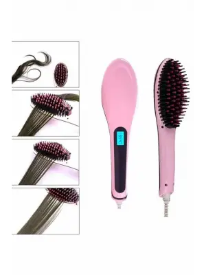 Elektrikli Saç Düzleştirici Tarak Saç Düzleştirici Fırça Sıkı Dişli Pembe
