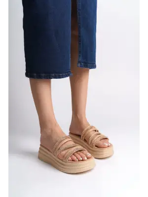 Düz Topuklu Taşlı Ayakkabı Kadın Terlik