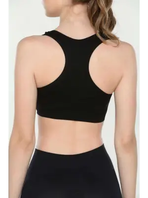 Siyah Destekli Sporcu Büstiyer Kadın Giyim