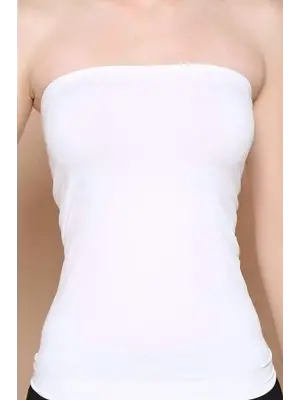 Beyaz Dikişsiz Askısız Atlet Kadın Giyim