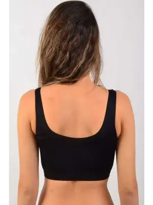 Siyah Sünger Destekli Büstiyer Kadın Giyim