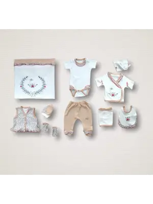 Zarif Nakışlı Bebek Zıbın Takımı