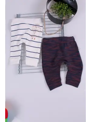 Erkek Bebek Desenli 2li Pantolon 3/12 Ay