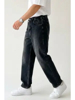 Erkek Rahat Kesim Baggy Jean Pantolon 30075 - Siyah