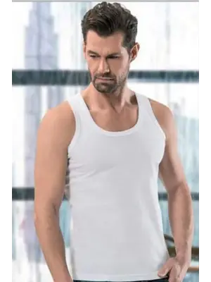 Omarı Hafif ve Konforlu Beyaz Erkek Ribana Atlet