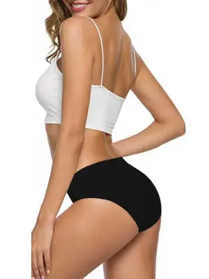 Omarı Esnek ve İz Yapmayan Dikişsiz Kadın Külot - Siyah