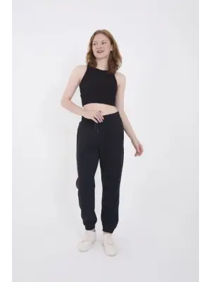 Omarı Esnek ve Rahat Basic Lastikli Eşofman Pantolon - Lacivert