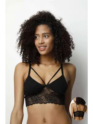 Omarı Siyah Dantelli Büstiyer Seti