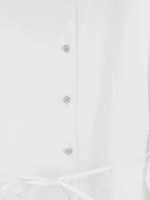 Omarı Şık Fırfırlı Poplin Tunik - Beyaz