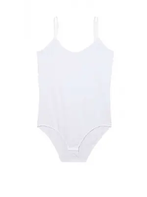 Omarı Etkileyici İp Askılı Beyaz Çıtçıtlı Vücut