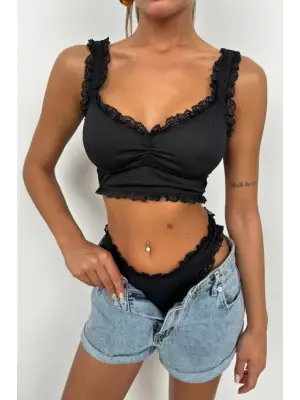 Omarı Zarif Dantel Detaylı Büstiyer