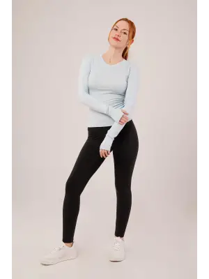 Omarı Şık ve Rahat Mavi Uzun Kollu Bluz