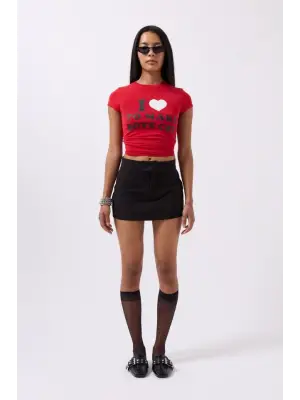 Omarı Nakış Detaylı Crop T-Shirt