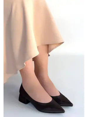 Ferla Acı Kahve Cilt Topuklu Ayakkabı