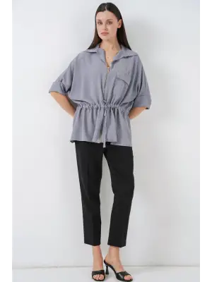 Fermuarlı Gömlek 0721 - Gri