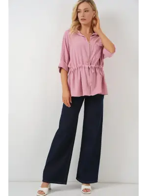 Pudra Fermuarlı Gömlek Kadın Giyim